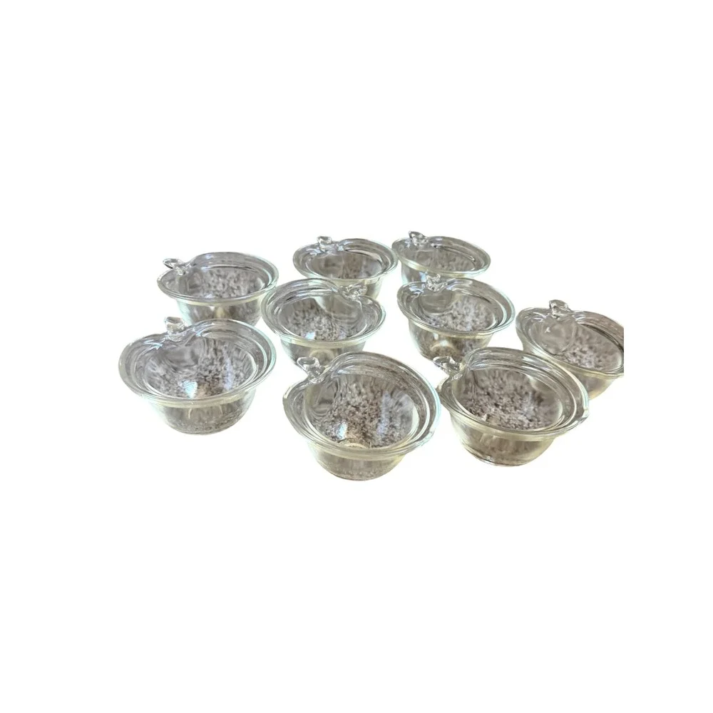 Vintage Federal Glass Apple Snack Set Plates Cups and Bowls Clear Glass 26 Piece